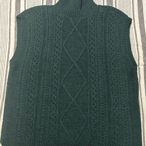 Women’s Green Cable Knit Sweater Vest